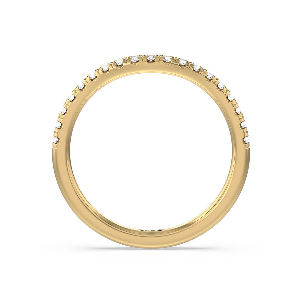 Three Stone Hidden Halo Cathedral Diamond Wedding Band with 18KT Yellow Gold Cut Diamond in 14KT Yellow Gold view 2
