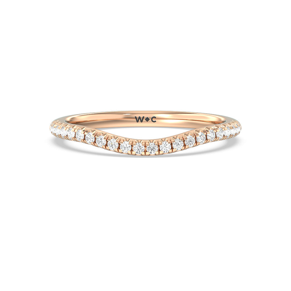 Geometric Diamond Wedding Band with 18KT Rose Gold Cut Diamond in 14KT Rose Gold view 1
