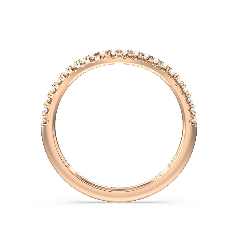Geometric Diamond Wedding Band with 18KT Rose Gold Cut Diamond in 14KT Rose Gold view 2
