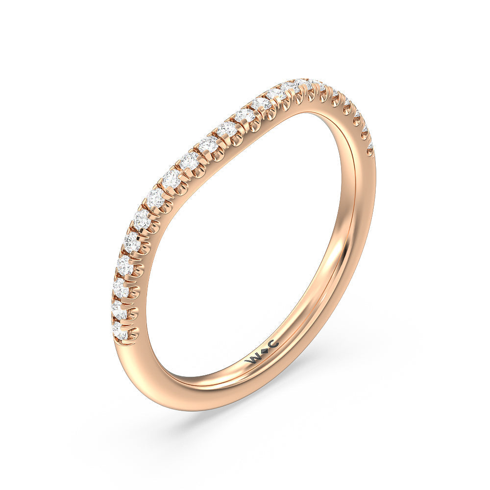 Geometric Diamond Wedding Band with 18KT Rose Gold Cut Diamond in 14KT Rose Gold view 4
