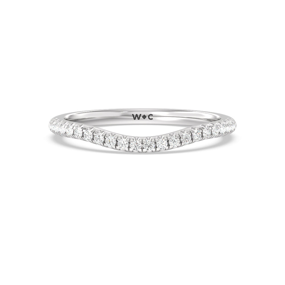 Geometric Diamond Wedding Band with Platinum Cut Diamond in 14KT Platinum view 1
