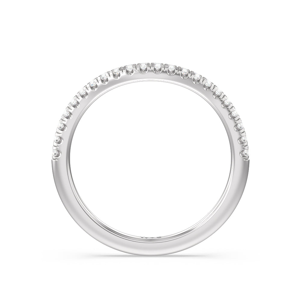 Geometric Diamond Wedding Band with Platinum Cut Diamond in 14KT Platinum view 2
