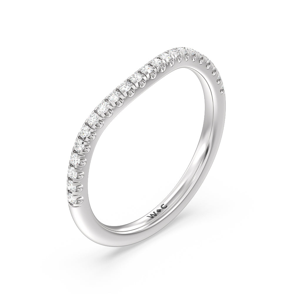 Geometric Diamond Wedding Band with Platinum Cut Diamond in 14KT Platinum view 4
