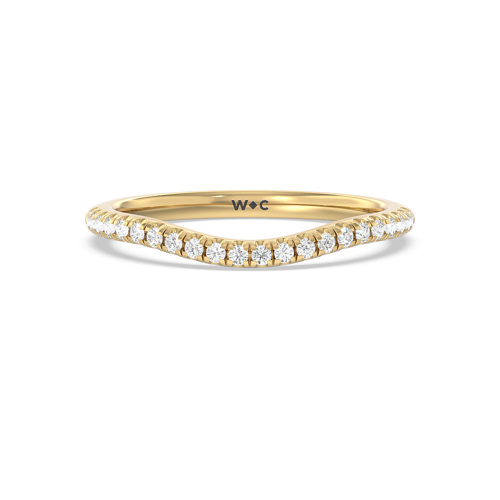 Geometric Diamond Wedding Band with 18KT Yellow Gold Cut Diamond in 14KT Yellow Gold view 1
