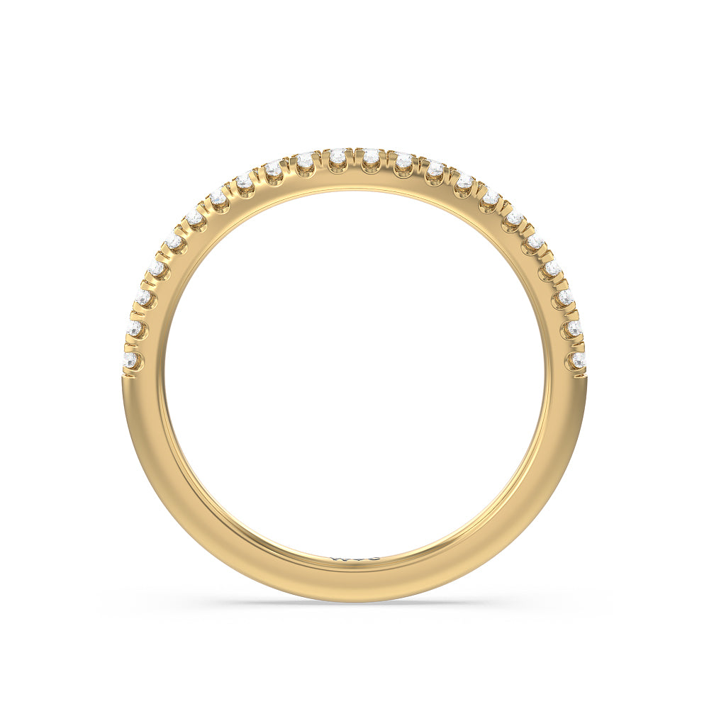 Geometric Diamond Wedding Band with 18KT Yellow Gold Cut Diamond in 14KT Yellow Gold view 2
