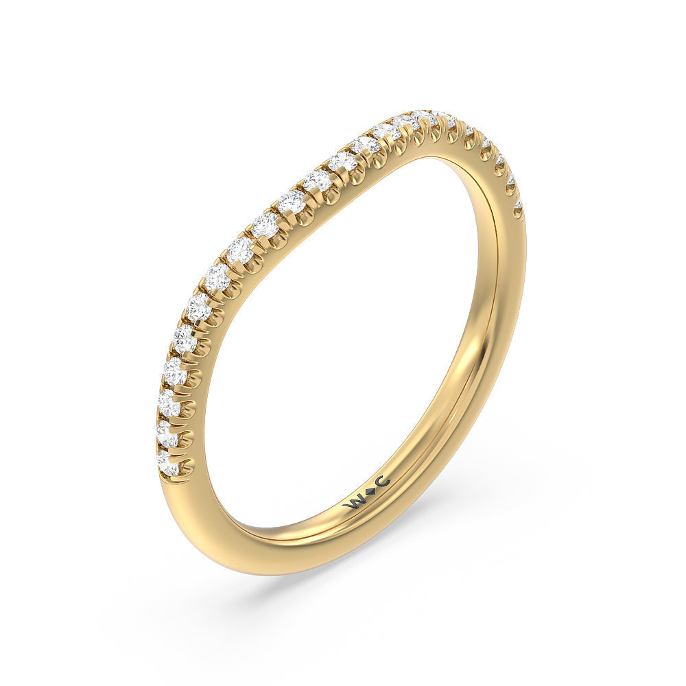 Geometric Diamond Wedding Band with 18KT Yellow Gold Cut Diamond in 14KT Yellow Gold view 4
