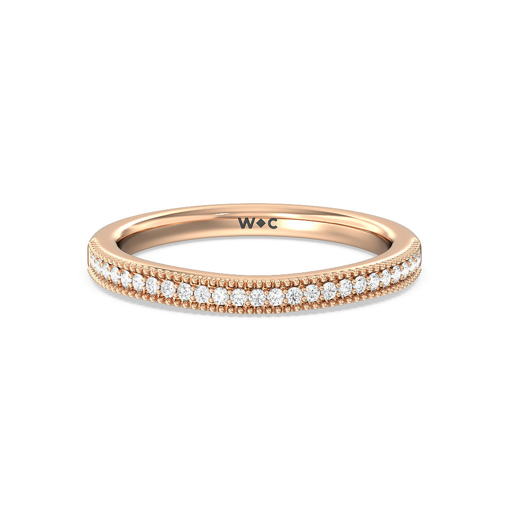 Floral Halo Cathedral Diamond Wedding Band with 18KT Rose Gold Cut Diamond in 14KT Rose Gold view 1
