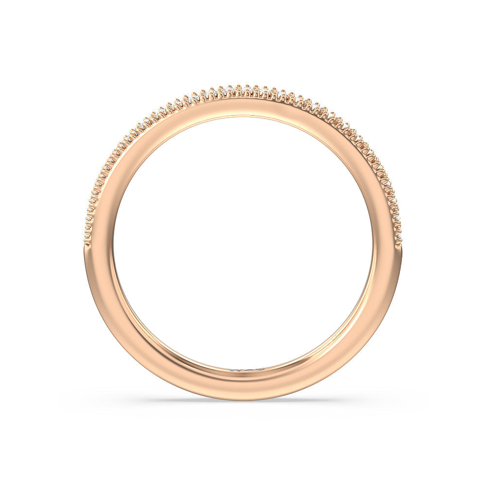 Floral Halo Cathedral Diamond Wedding Band with 18KT Rose Gold Cut Diamond in 14KT Rose Gold view 2
