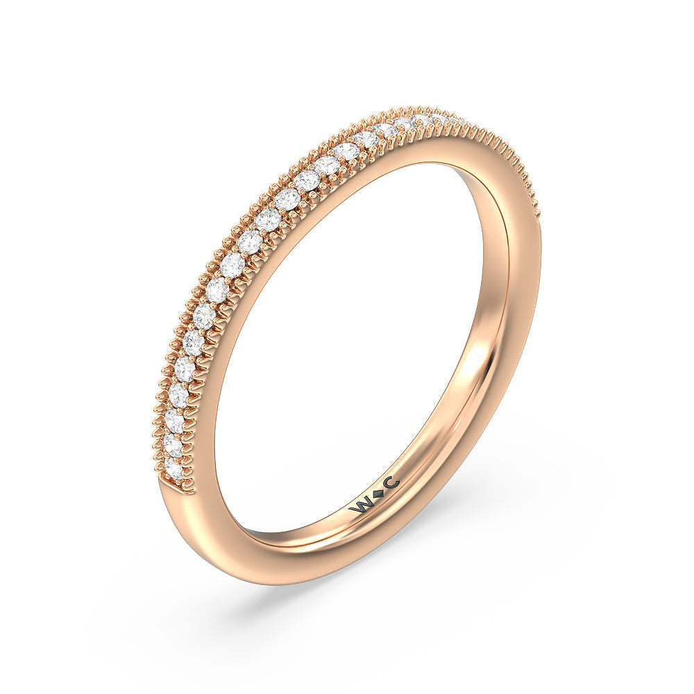 Floral Halo Cathedral Diamond Wedding Band with 18KT Rose Gold Cut Diamond in 14KT Rose Gold view 4
