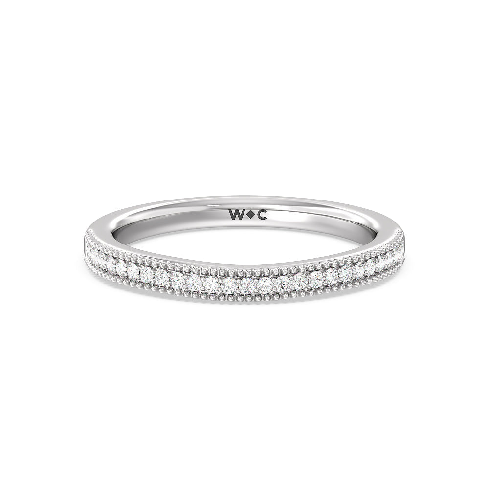Floral Halo Cathedral Diamond Wedding Band with Platinum Cut Diamond in 14KT Platinum view 1

