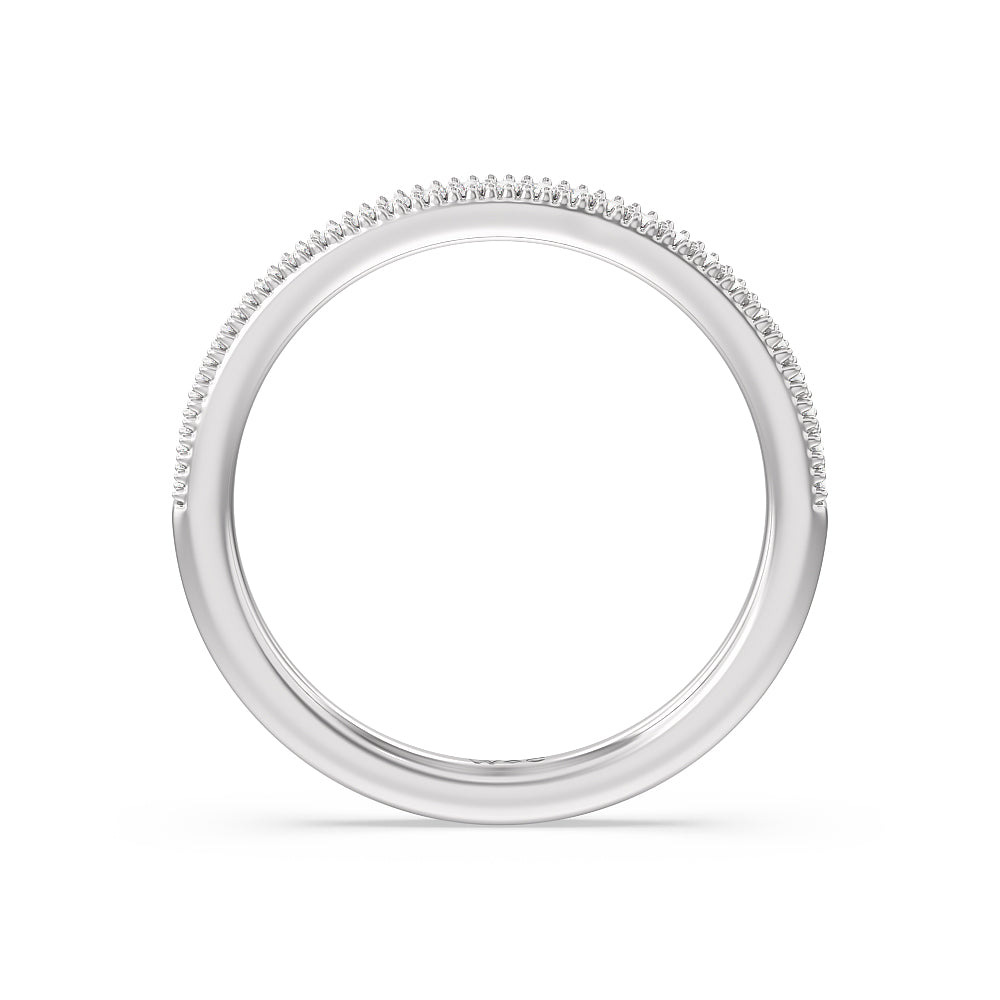Floral Halo Cathedral Diamond Wedding Band with Platinum Cut Diamond in 14KT Platinum view 2
