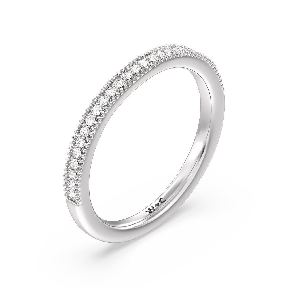 Floral Halo Cathedral Diamond Wedding Band with Platinum Cut Diamond in 14KT Platinum view 4
