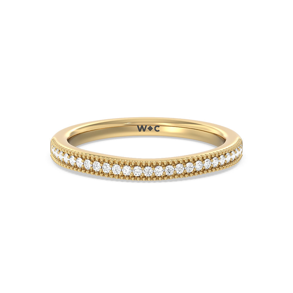 Floral Halo Cathedral Diamond Wedding Band with 18KT Yellow Gold Cut Diamond in 14KT Yellow Gold view 1
