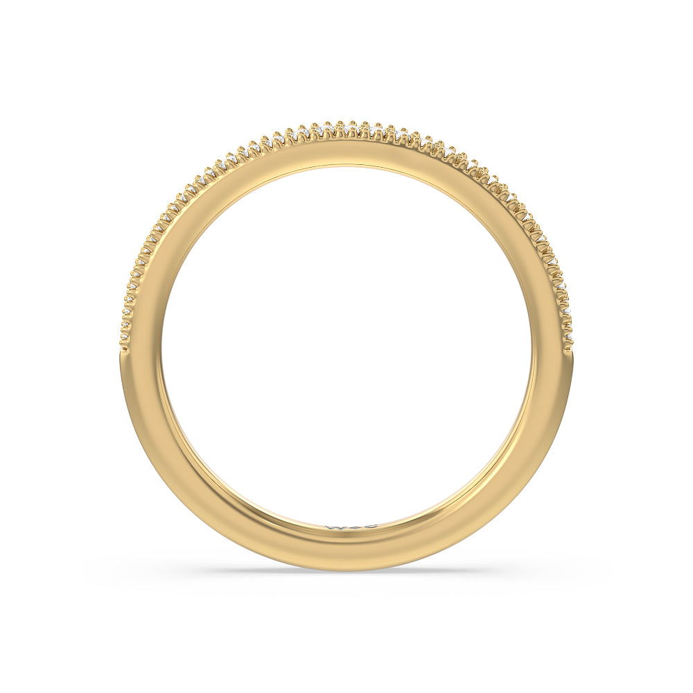 Floral Halo Cathedral Diamond Wedding Band with 18KT Yellow Gold Cut Diamond in 14KT Yellow Gold view 2

