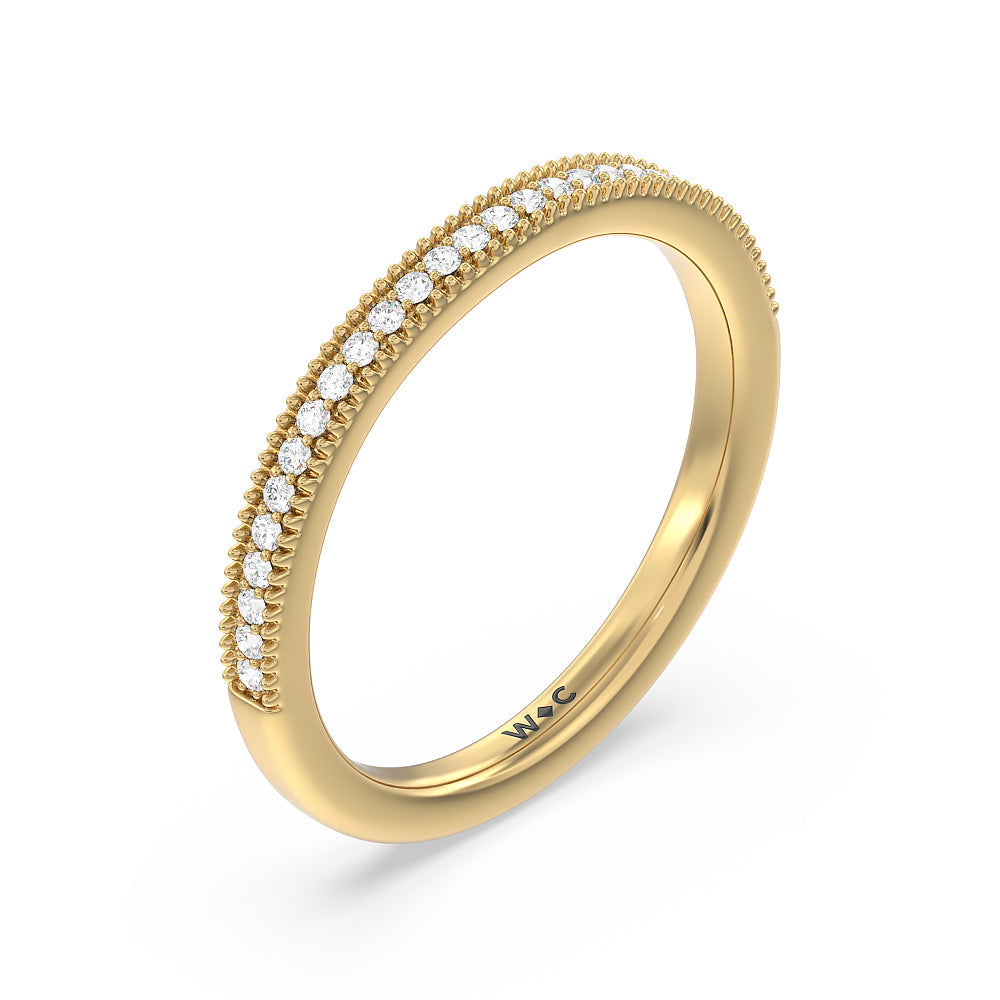 Floral Halo Cathedral Diamond Wedding Band with 18KT Yellow Gold Cut Diamond in 14KT Yellow Gold view 4
