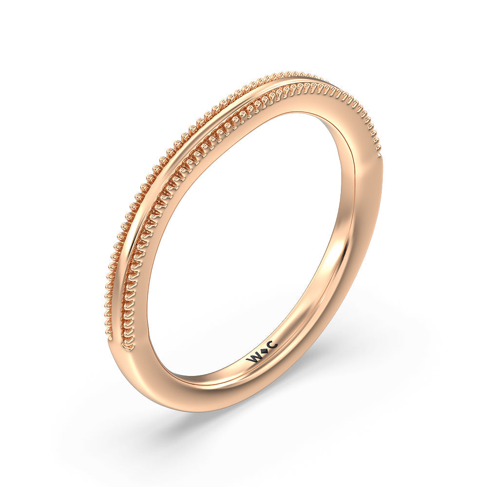 Floral Halo Cathedral Wedding Band with 18KT Rose Gold Cut Diamond in 14KT Rose Gold view 4
