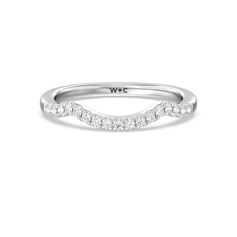 Elegant Halo Side Stone Accent Solitaire Diamond Wedding Band with Platinum Cut Diamond in 14KT Platinum view 1
