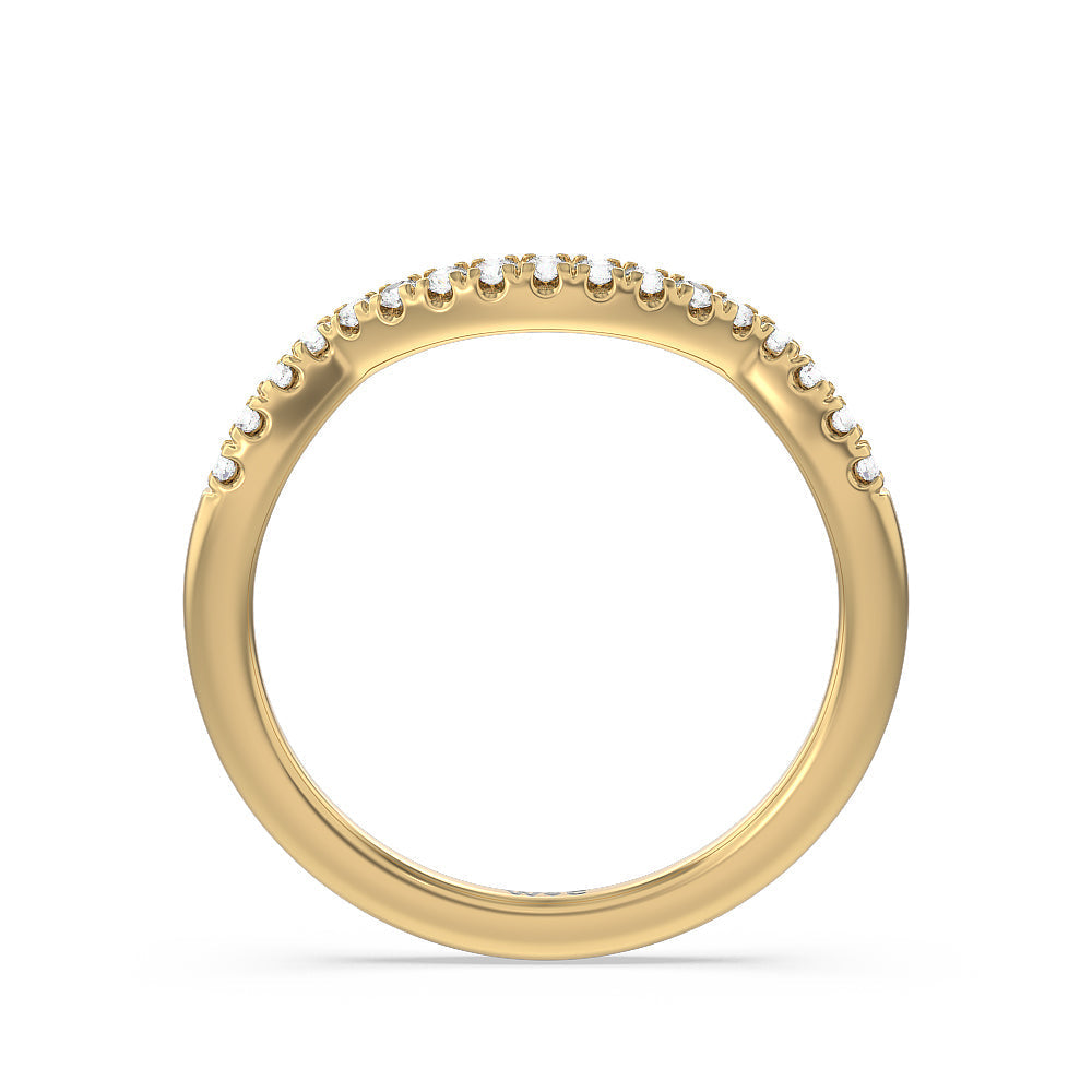 Elegant Halo Side Stone Accent Solitaire Diamond Wedding Band with 18KT Yellow Gold Cut Diamond in 14KT Yellow Gold view 2
