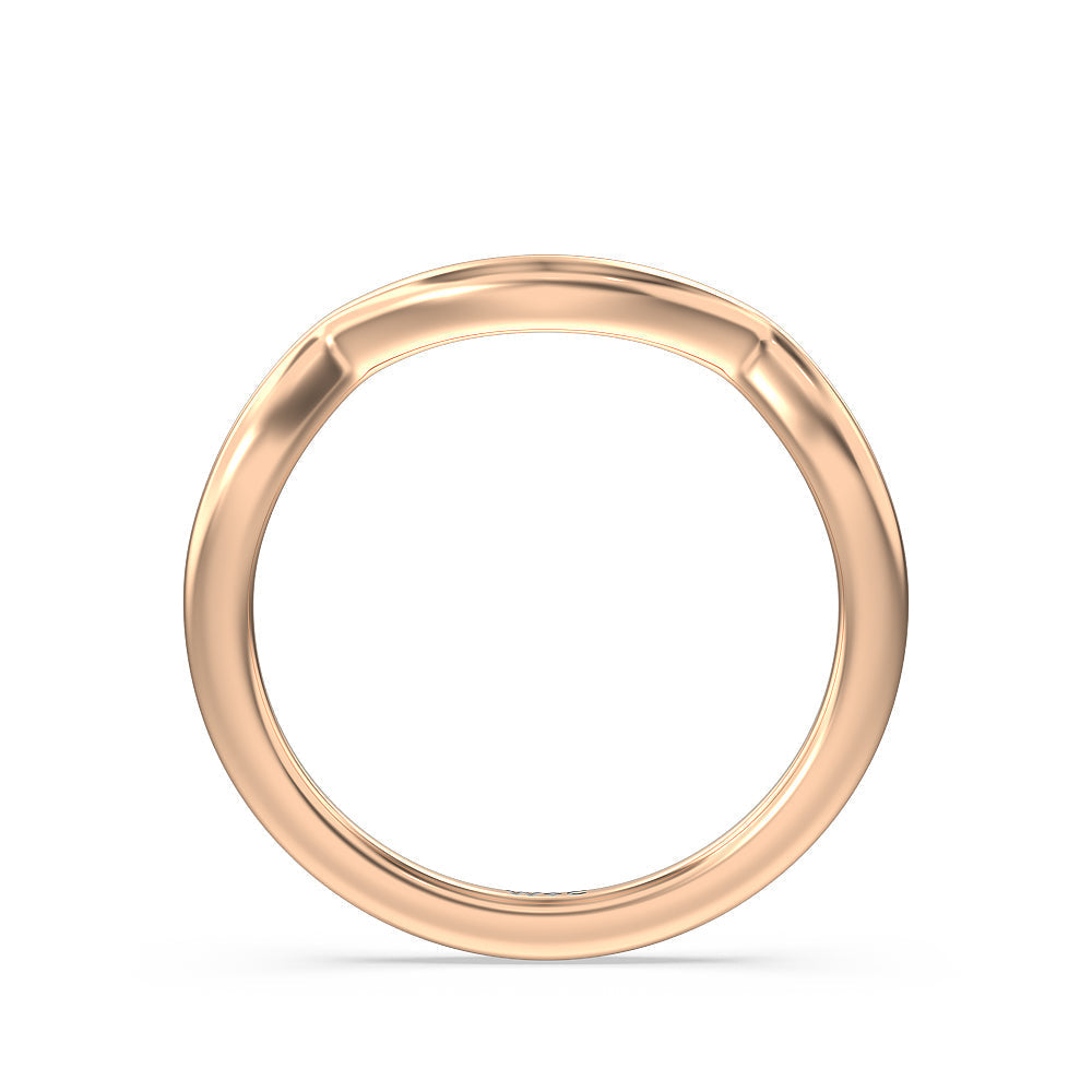 Elegant Halo Side Stone Accent Solitaire Wedding Band with 18KT Rose Gold Cut Diamond in 14KT Rose Gold view 2
