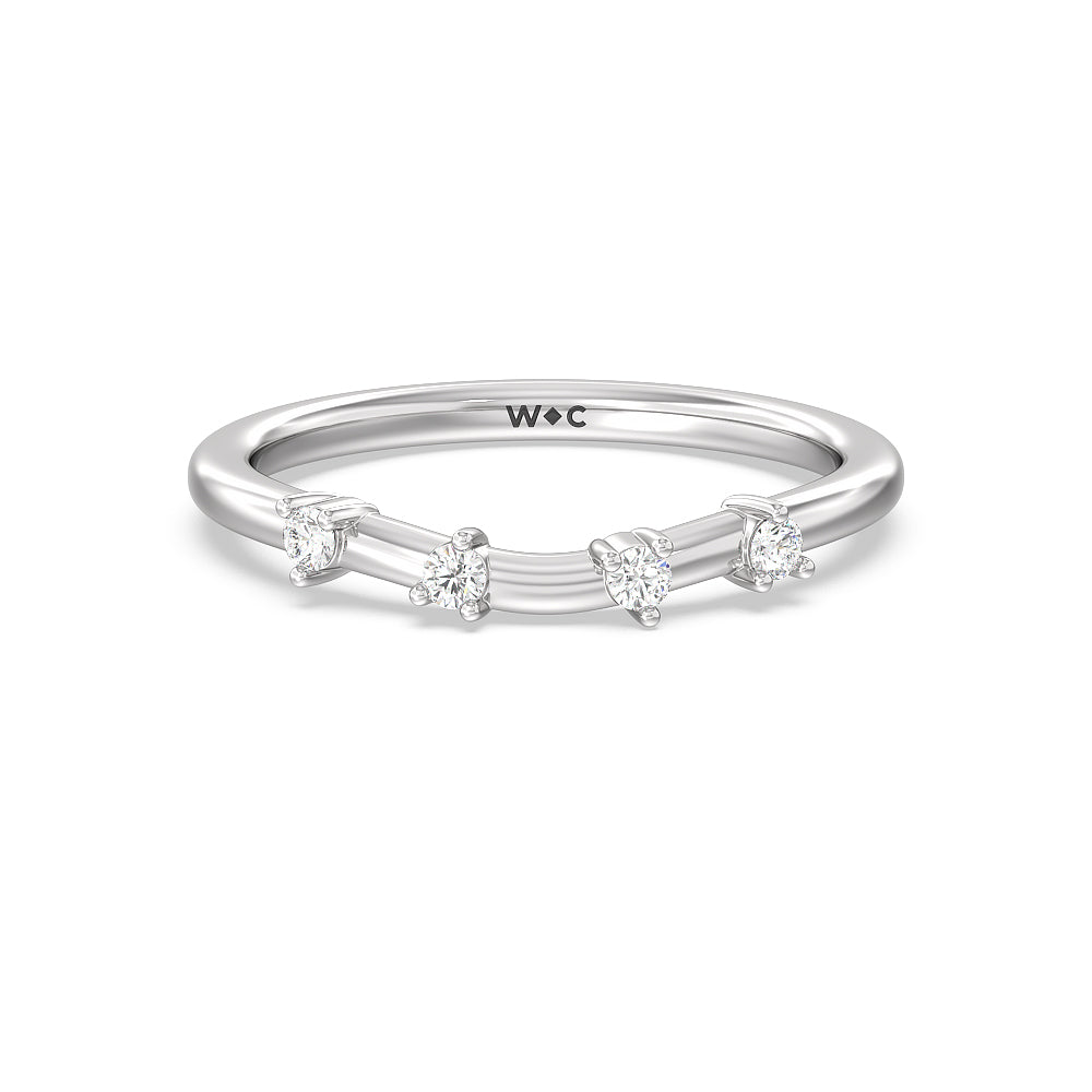 Star Halo Solitaire Diamond Wedding Band with Platinum Cut Diamond in 14KT Platinum view 1

