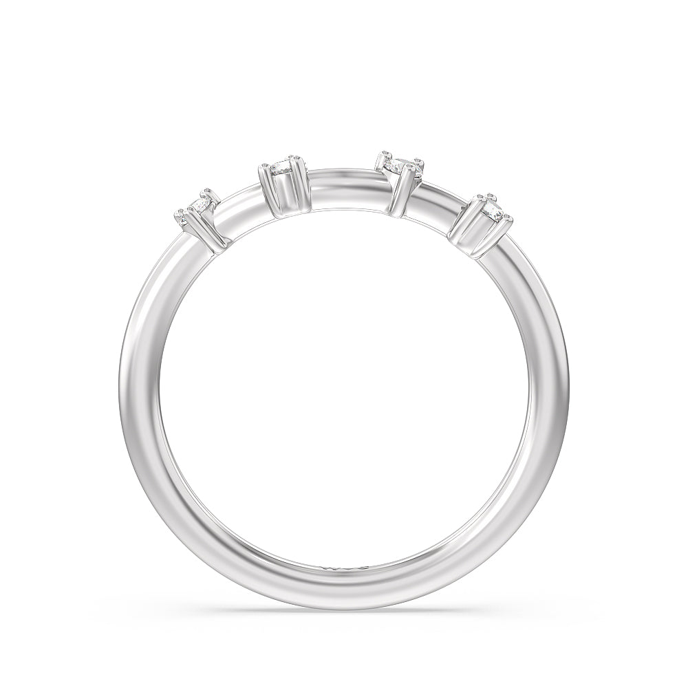 Star Halo Solitaire Diamond Wedding Band with Platinum Cut Diamond in 14KT Platinum view 2
