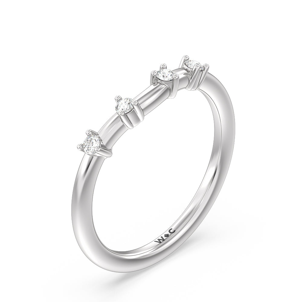 Star Halo Solitaire Diamond Wedding Band with Platinum Cut Diamond in 14KT Platinum view 4
