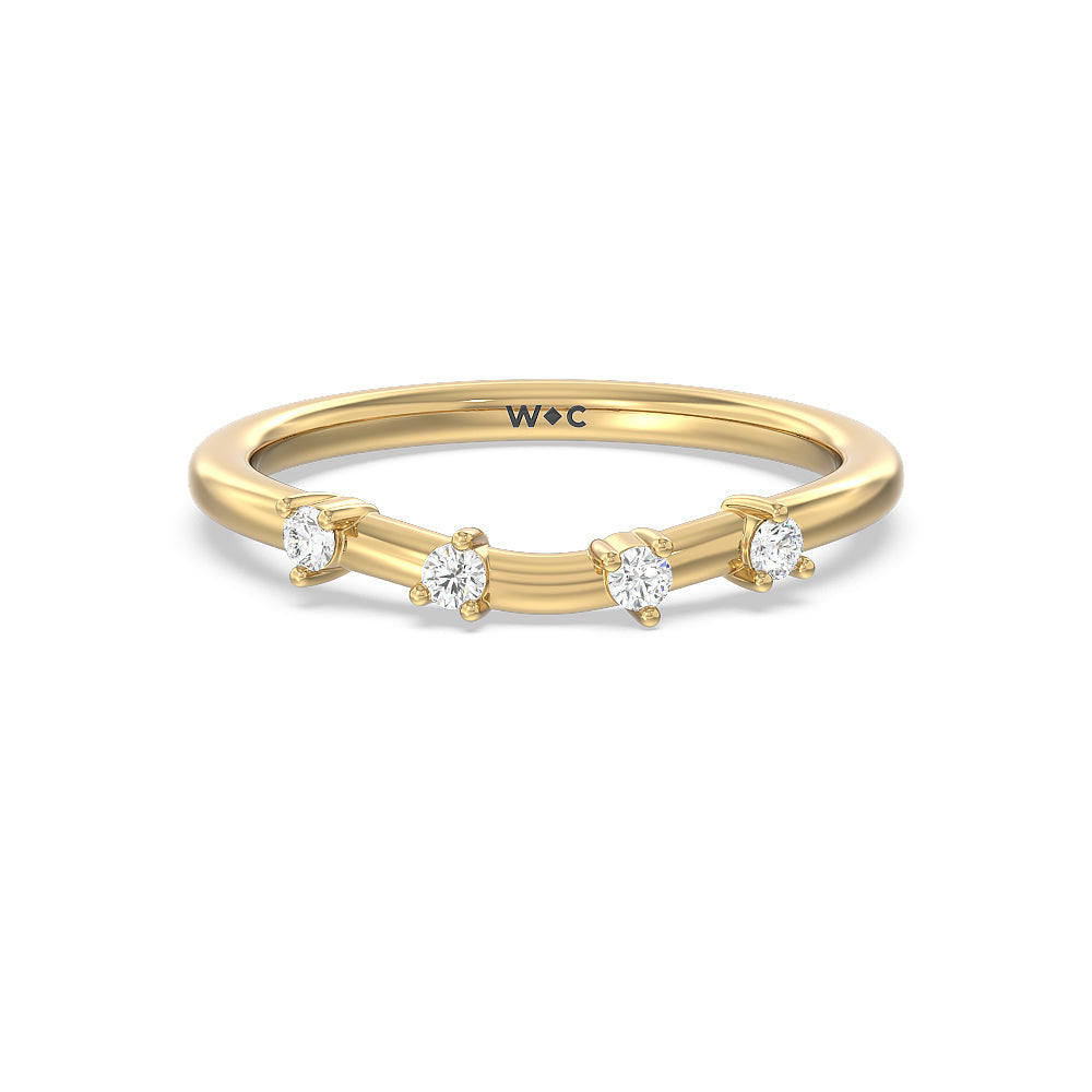 Star Halo Solitaire Diamond Wedding Band with 18KT Yellow Gold Cut Diamond in 14KT Yellow Gold view 1
