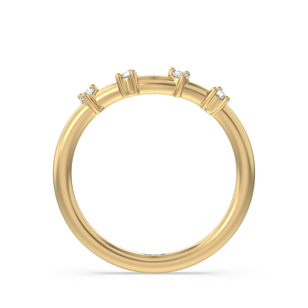 Star Halo Solitaire Diamond Wedding Band with 18KT Yellow Gold Cut Diamond in 14KT Yellow Gold view 2
