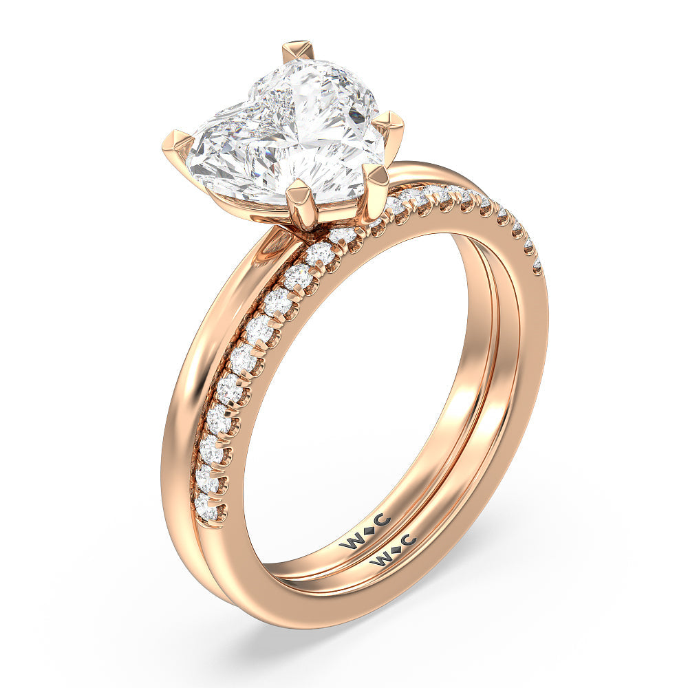 Heart & Soul Classic Diamond Wedding Band with 18KT Rose Gold Cut Diamond in 14KT Rose Gold view 3
