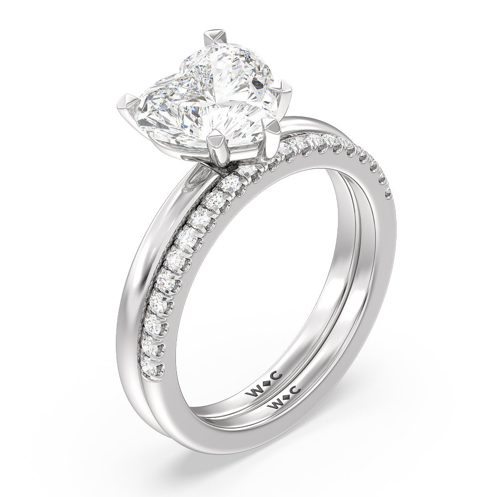 Heart & Soul Classic Diamond Wedding Band with Platinum Cut Diamond in 14KT Platinum view 3
