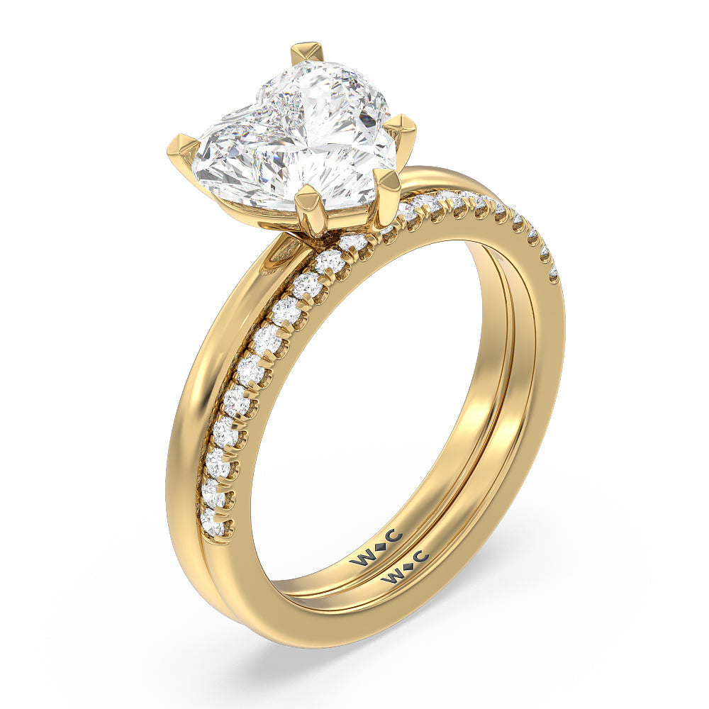 Heart & Soul Classic Diamond Wedding Band with 18KT Yellow Gold Cut Diamond in 14KT Yellow Gold view 3
