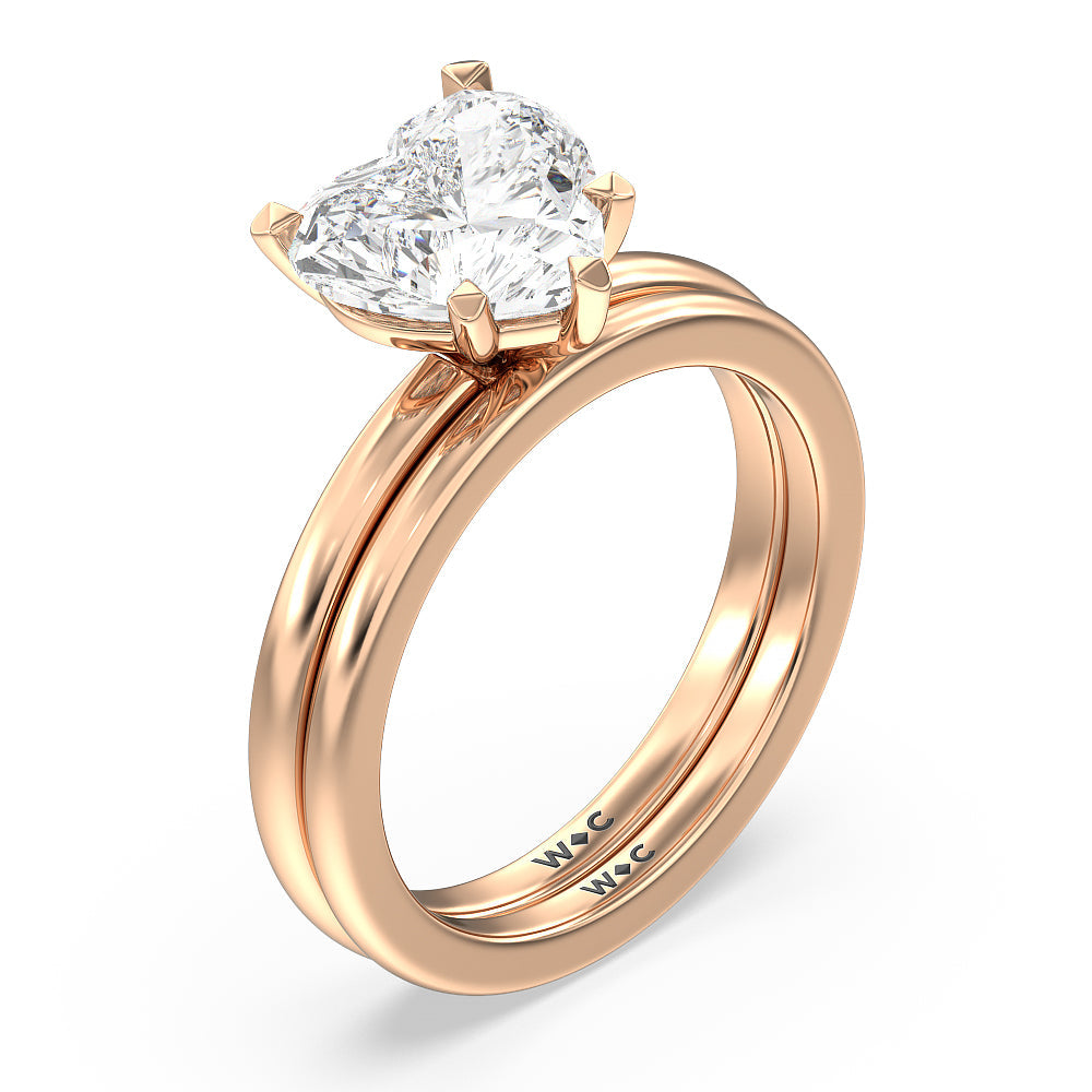 Heart & Soul Classic Wedding Band with 18KT Rose Gold Cut Diamond in 14KT Rose Gold view 3
