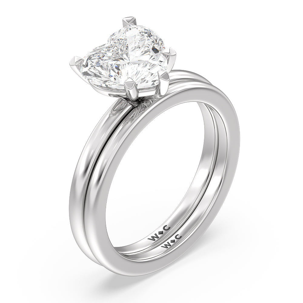 Heart & Soul Classic Wedding Band with Platinum Cut Diamond in 14KT Platinum view 3
