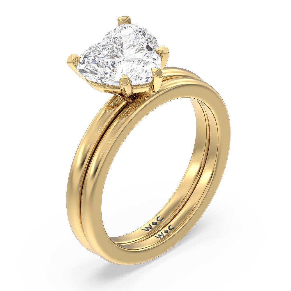Heart & Soul Classic Wedding Band with 18KT Yellow Gold Cut Diamond in 14KT Yellow Gold view 3
