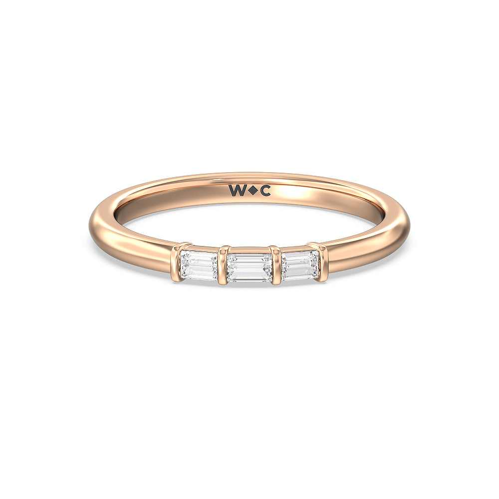 Soul Baguette Side Stone Diamond Wedding Band with 18KT Rose Gold Cut Diamond in 14KT Rose Gold view 1
