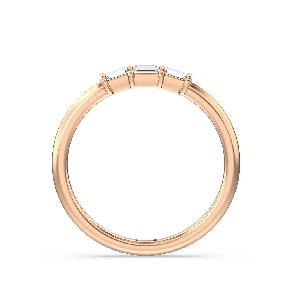 Soul Baguette Side Stone Diamond Wedding Band with 18KT Rose Gold Cut Diamond in 14KT Rose Gold view 2
