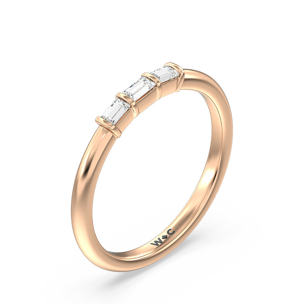Soul Baguette Side Stone Diamond Wedding Band with 18KT Rose Gold Cut Diamond in 14KT Rose Gold view 4
