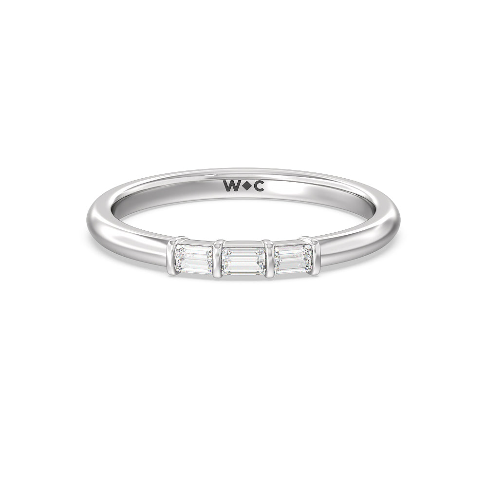 Soul Baguette Side Stone Diamond Wedding Band with Platinum Cut Diamond in 14KT Platinum view 1

