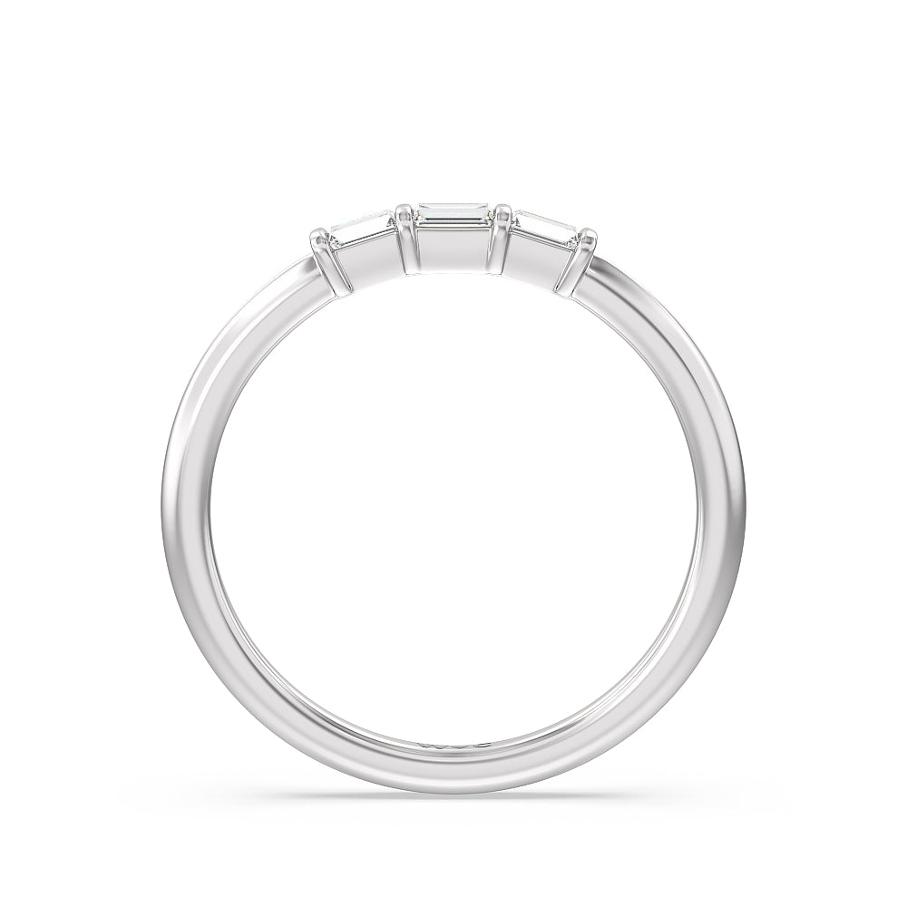 Soul Baguette Side Stone Diamond Wedding Band with Platinum Cut Diamond in 14KT Platinum view 2
