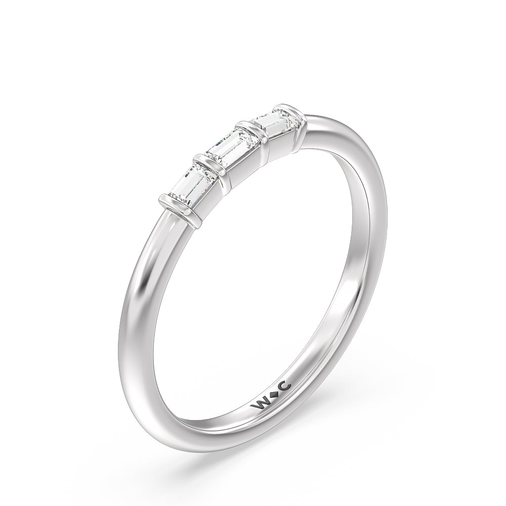 Soul Baguette Side Stone Diamond Wedding Band with Platinum Cut Diamond in 14KT Platinum view 4
