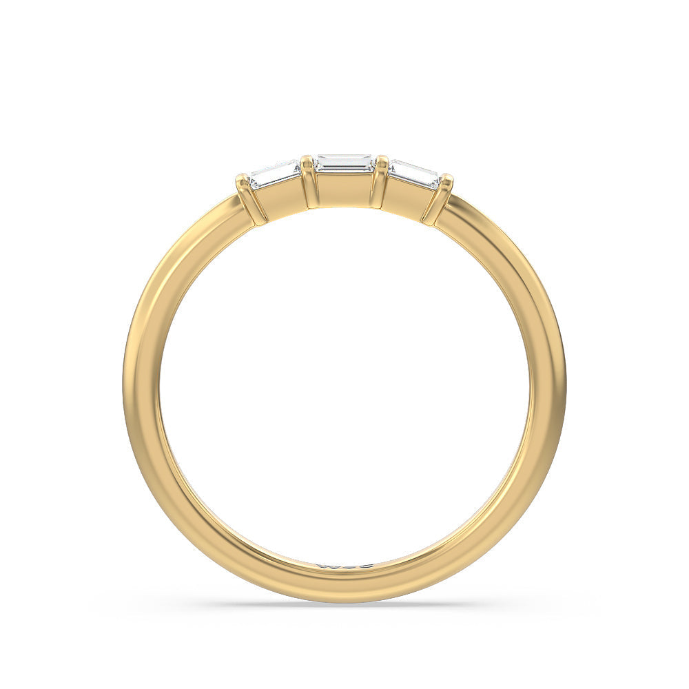 Soul Baguette Side Stone Diamond Wedding Band with 18KT Yellow Gold Cut Diamond in 14KT Yellow Gold view 2
