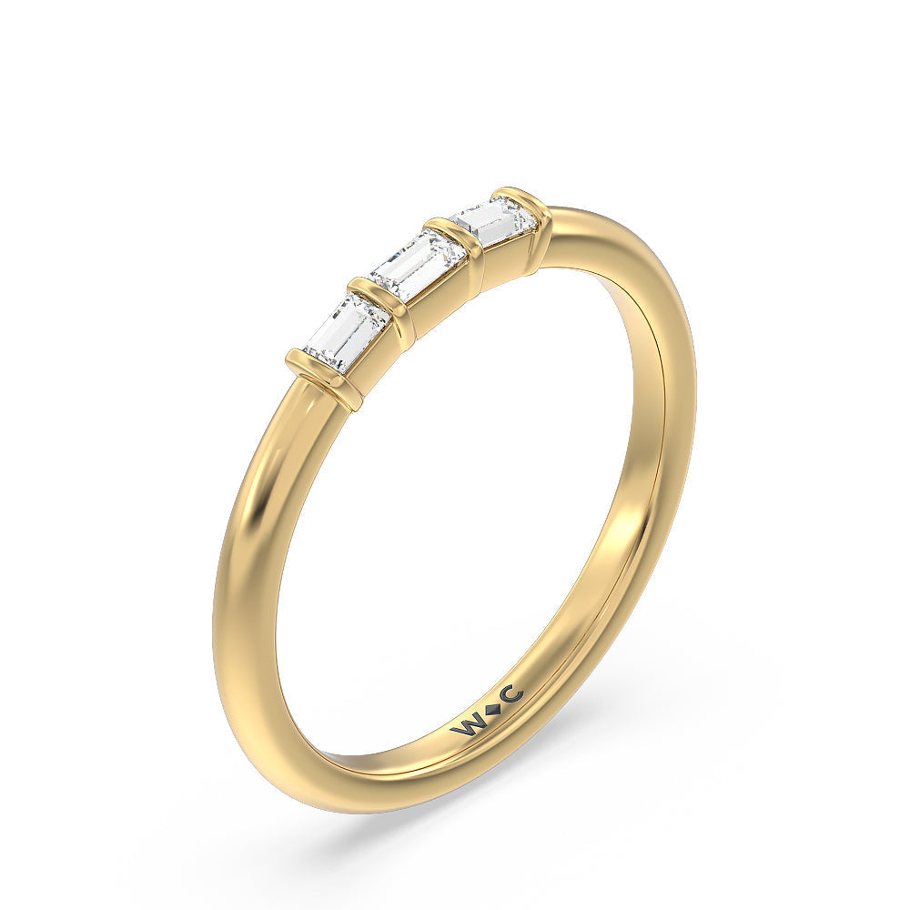 Soul Baguette Side Stone Diamond Wedding Band with 18KT Yellow Gold Cut Diamond in 14KT Yellow Gold view 4
