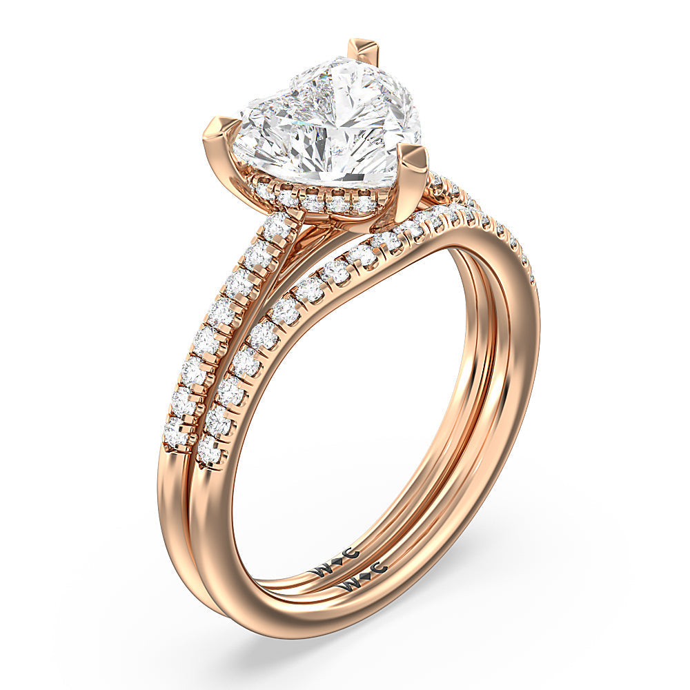 Heart & Soul Hidden Diamond Wedding Band with 18KT Rose Gold Cut Diamond in 14KT Rose Gold view 3

