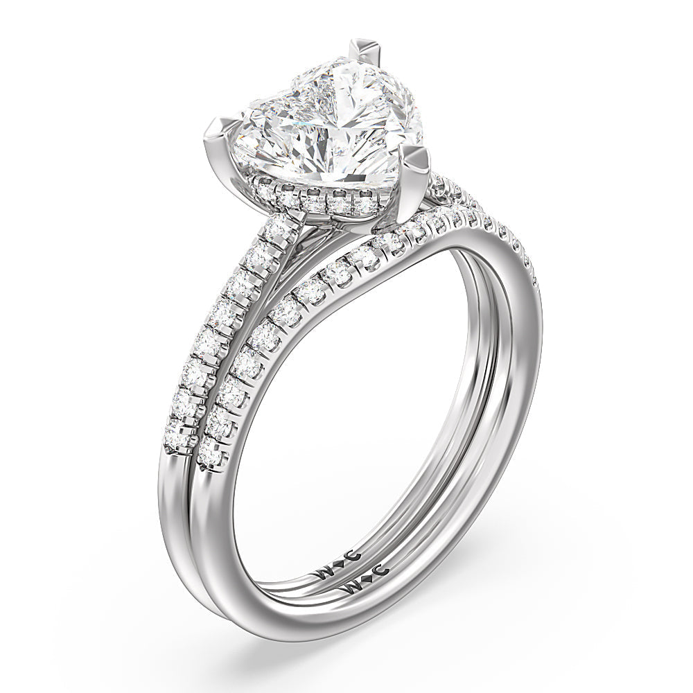 Heart & Soul Hidden Diamond Wedding Band with Platinum Cut Diamond in 14KT Platinum view 3
