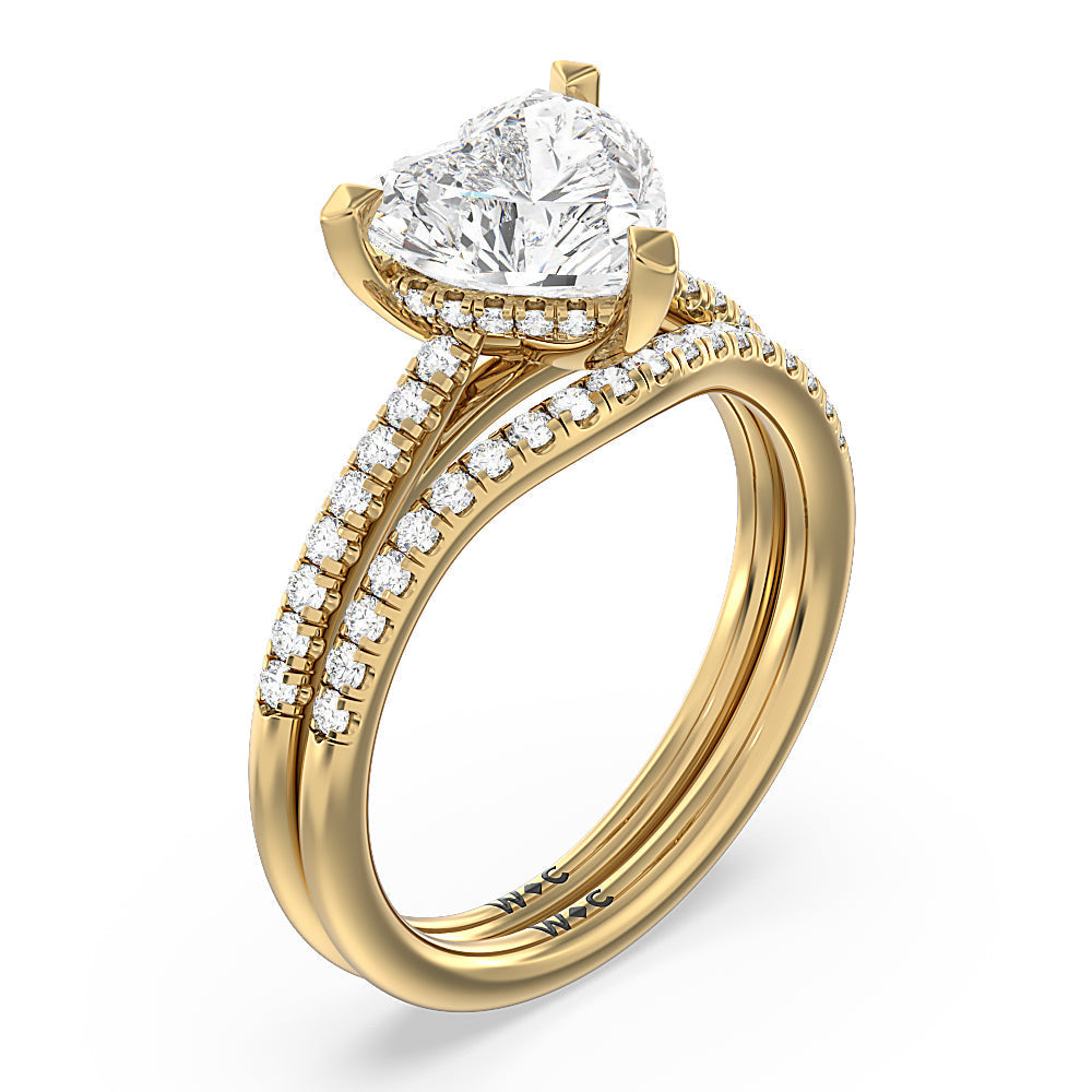 Heart & Soul Hidden Diamond Wedding Band with 18KT Yellow Gold Cut Diamond in 14KT Yellow Gold view 3

