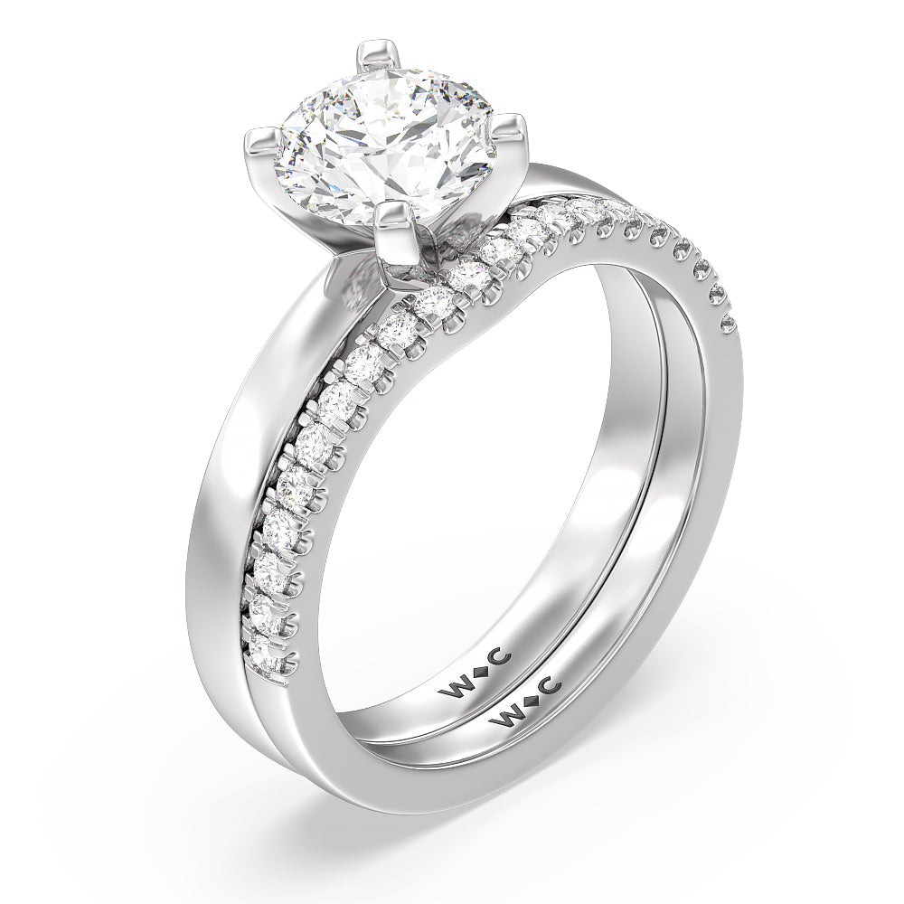 Medi Solitaire Diamond Wedding Band with Platinum Cut Diamond in 14KT Platinum view 3
