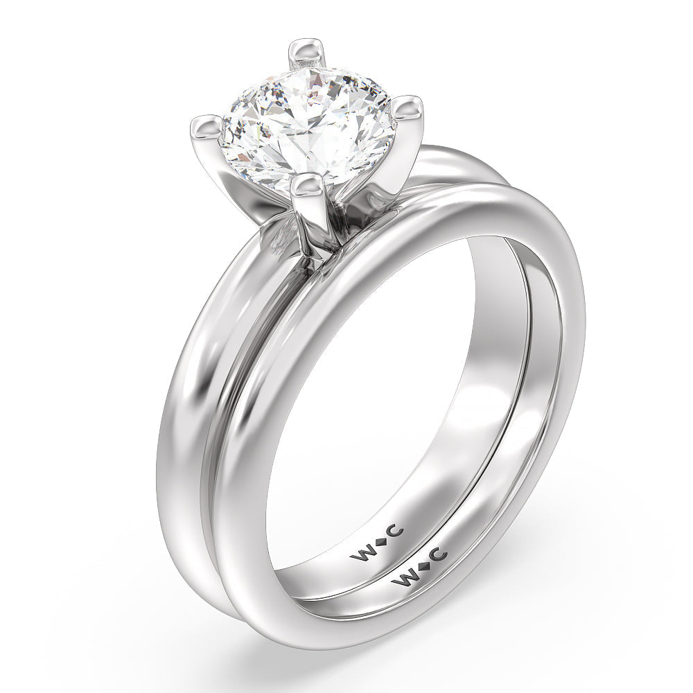 Maxi Classic Four Prong Solitaire Wedding Band with Platinum Cut Diamond in 14KT Platinum view 3
