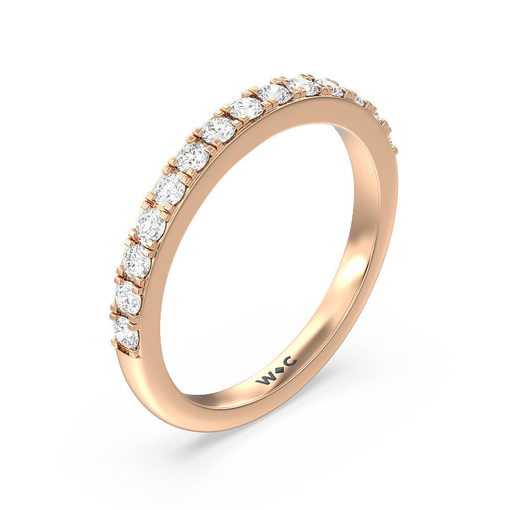 Medi Classic Six Prong Solitaire Diamond Wedding Band with 18KT Rose Gold Cut Diamond in 14KT Rose Gold view 4
