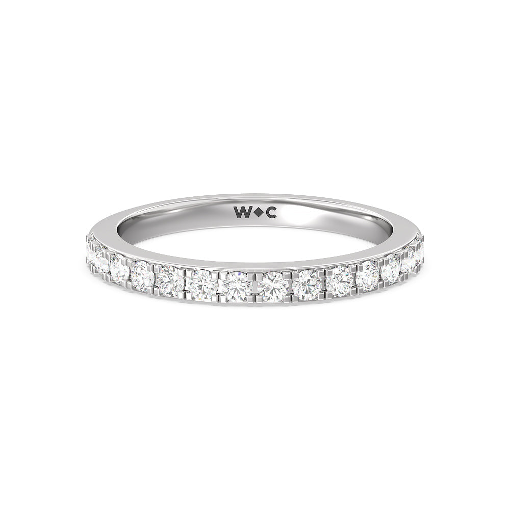 Medi Classic Six Prong Solitaire Diamond Wedding Band with Platinum Cut Diamond in 14KT Platinum view 1
