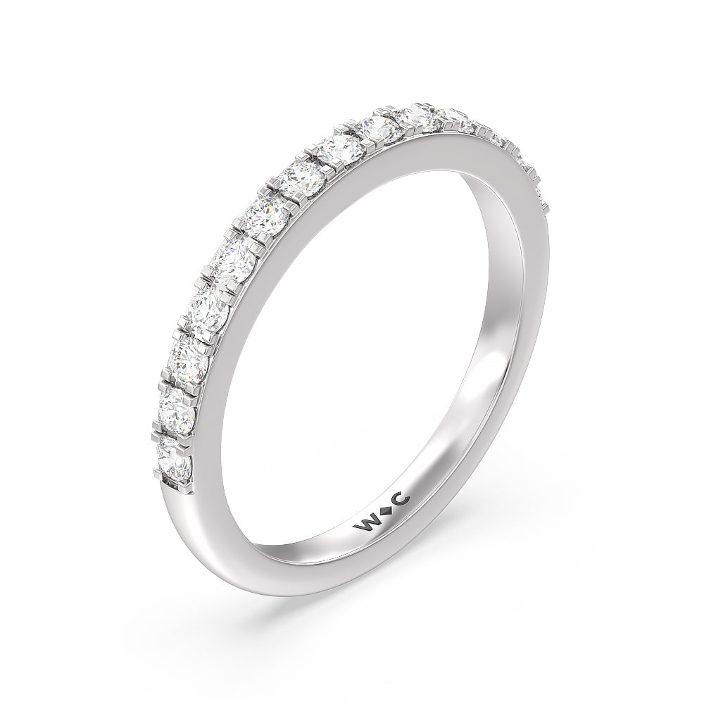 Medi Classic Six Prong Solitaire Diamond Wedding Band with Platinum Cut Diamond in 14KT Platinum view 4

